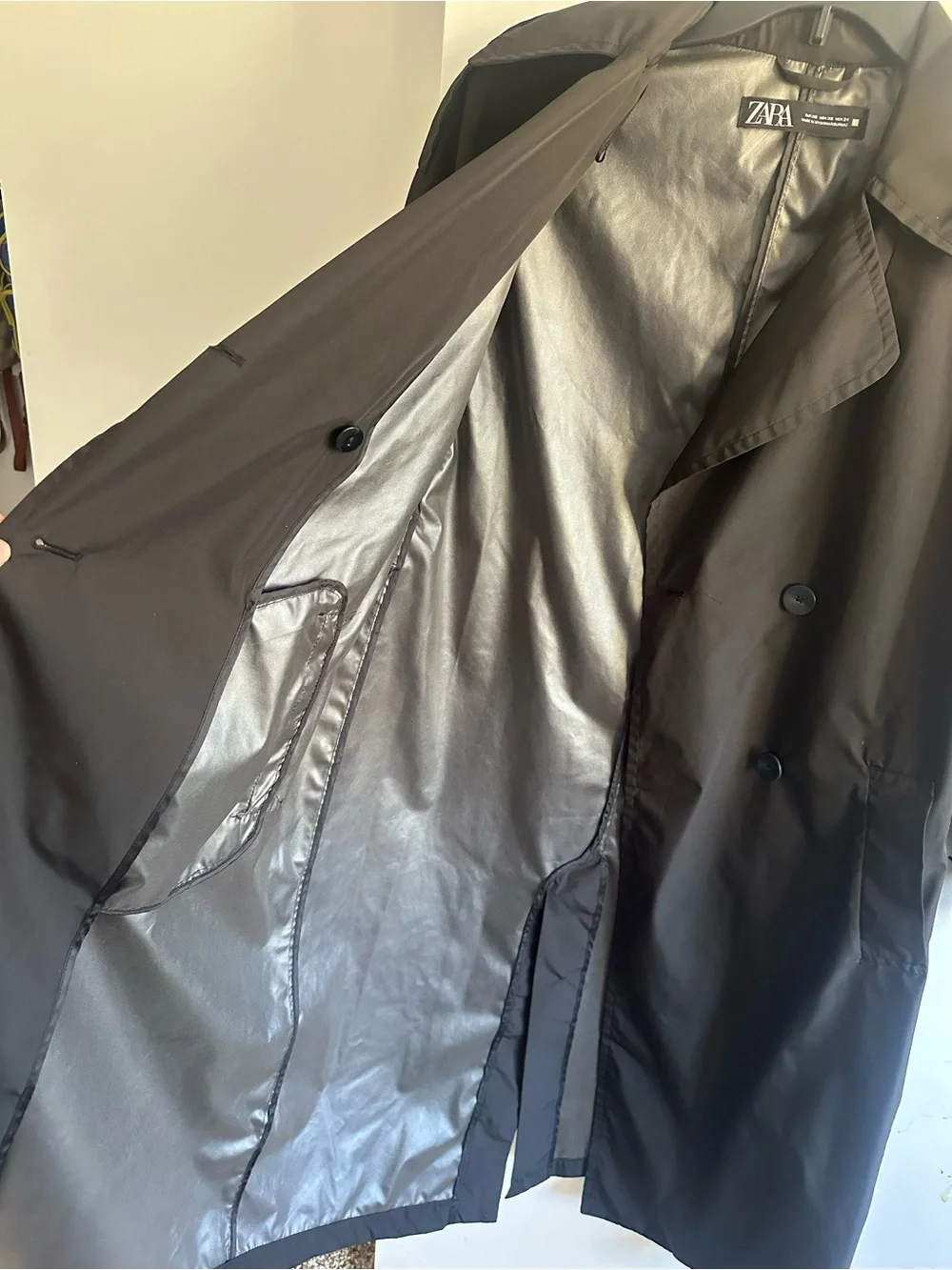 ZARA Black Double-Breasted Trench Coat